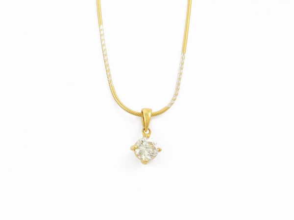 Collana punto luce in oro giallo cond diamante  - Asta Gioielli e orologi - Associazione Nazionale - Case d'Asta italiane