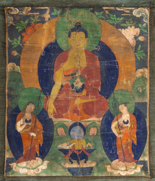 Tangka su seta raffigurante figura centrale di Buddha e altre divinit, Tibet, XIX secolo  - Asta Arte orientale - Associazione Nazionale - Case d'Asta italiane