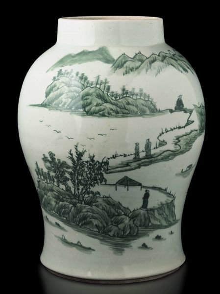 Vaso in porcellana con raffigurazione di paesaggio nei toni del verde sotto smalto, Liling, Cina, Dinastia Qing, XIX secolo  - Asta Fine Chinese Works of Art - Associazione Nazionale - Case d'Asta italiane