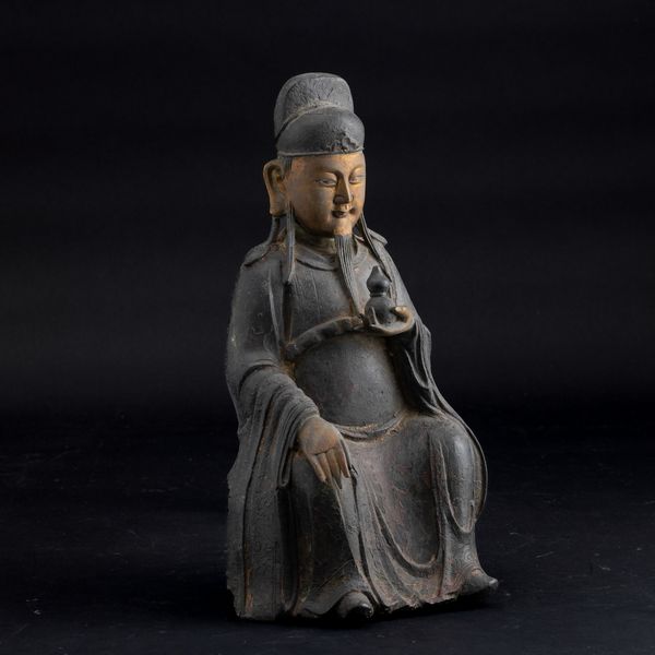 Figura di dignitario in bronzo con tracce di policromia e parzialmente dorato a freddo, Cina, Dinastia Ming, XVII secolo  - Asta Fine Chinese Works of Art - Associazione Nazionale - Case d'Asta italiane