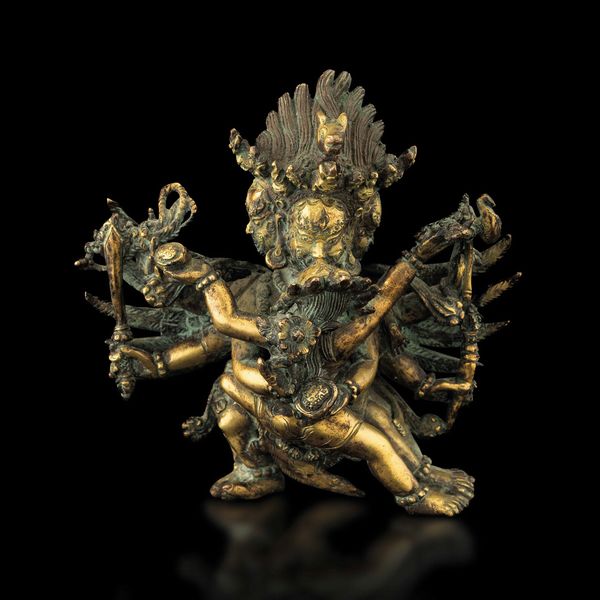 Figura di Mahakala in Yab-Yum in bronzo dorato, Tibet, XVII secolo  - Asta Fine Chinese Works of Art - Associazione Nazionale - Case d'Asta italiane