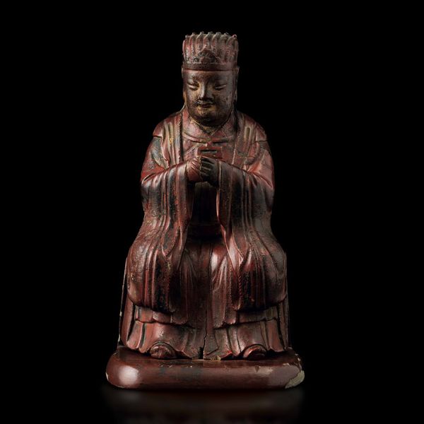 Figura di saggio scolpita in legno laccato e dorato, Cina, Dinastia Qing, XIX secolo  - Asta Fine Chinese Works of Art - Associazione Nazionale - Case d'Asta italiane