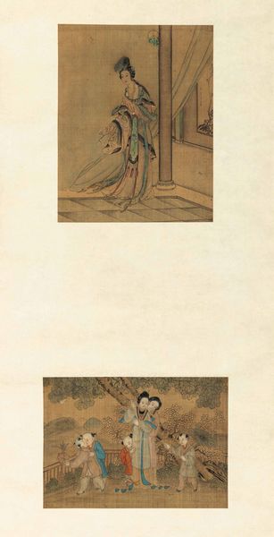 Due dipinti su seta raffiguranti cortigiane con fanciulli, Cina, Dinastia Qing, XIX secolo  - Asta Fine Chinese Works of Art - Associazione Nazionale - Case d'Asta italiane