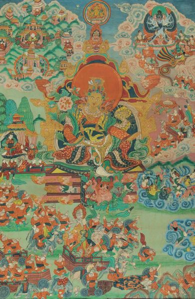 Thangka su seta raffigurante divinit centrale e altri personaggi, Tibet, XIX secolo  - Asta Fine Chinese Works of Art - Associazione Nazionale - Case d'Asta italiane