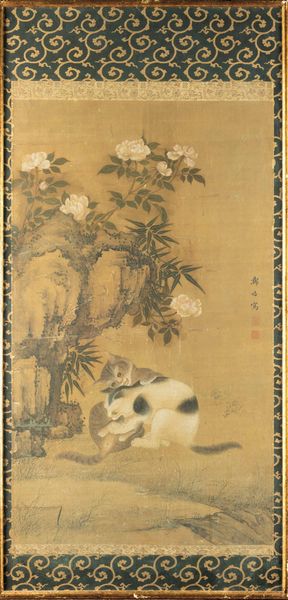 Dipinto su carta raffigurante gattini che giocano e iscrizione, Cina, Dinastia Qing, XIX secolo  - Asta Fine Chinese Works of Art - Associazione Nazionale - Case d'Asta italiane