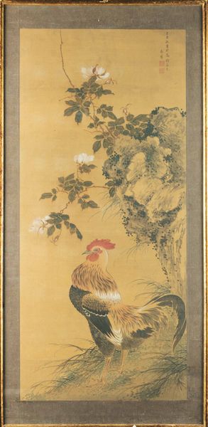 Dipinto su seta raffigurante galletto e iscrizione, Cina, Dinastia Qing, XIX secolo  - Asta Fine Chinese Works of Art - Associazione Nazionale - Case d'Asta italiane