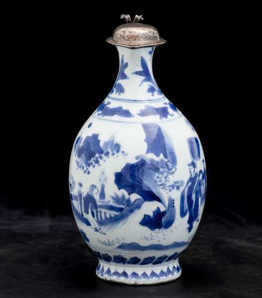 Versatoio in porcellana bianca e blu raffigurante paesaggio con figure, Cina, Dinastia Qing, epoca Shunzhi (1644-1661)  - Asta Fine Chinese Works of Art - Associazione Nazionale - Case d'Asta italiane