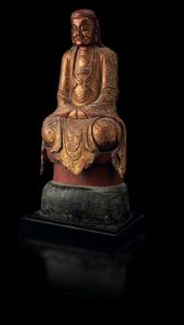 Figura di saggio seduto in legno laccato e dorato, Vietnam, XIX secolo  - Asta Fine Chinese Works of Art - Associazione Nazionale - Case d'Asta italiane