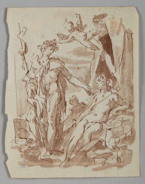 ARTISTA DEL XVIII SECOLO : Gruppo di tre disegni raffiguranti Dioniso e Arianna, moschettiere e crocefissione di San Pietro  - Asta Asta 401 | ARTE ANTICA E DEL XIX SECOLO Online - Associazione Nazionale - Case d'Asta italiane