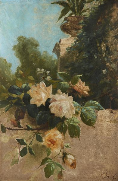 BO GIACINTO  (1832 - 1912) : Paesaggio con rose  - Asta Asta 401 | ARTE ANTICA E DEL XIX SECOLO Online - Associazione Nazionale - Case d'Asta italiane