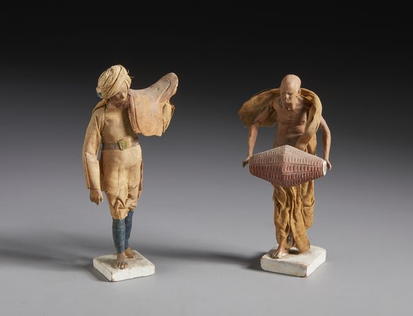 MANIFATTURA DEL XX SECOLO : Cinque figure raffiguranti personaggi dell'India britannica in terracotta e tessuto  - Asta Asta 401 | ARTE ANTICA E DEL XIX SECOLO Online - Associazione Nazionale - Case d'Asta italiane