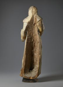 SCULTORE DEL XVI SECOLO : Figura di santa in legno intagliato e parzialmente dorato, probabilmente Santa Brigida o Santa Scolastica  - Asta Asta 401 | ARTE ANTICA E DEL XIX SECOLO Online - Associazione Nazionale - Case d'Asta italiane