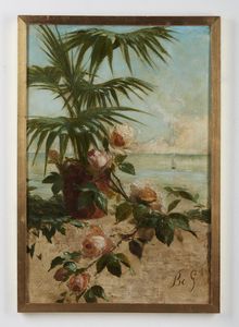 BO GIACINTO  (1832 - 1912) : Marina con fiori  - Asta Asta 401 | ARTE ANTICA E DEL XIX SECOLO Online - Associazione Nazionale - Case d'Asta italiane