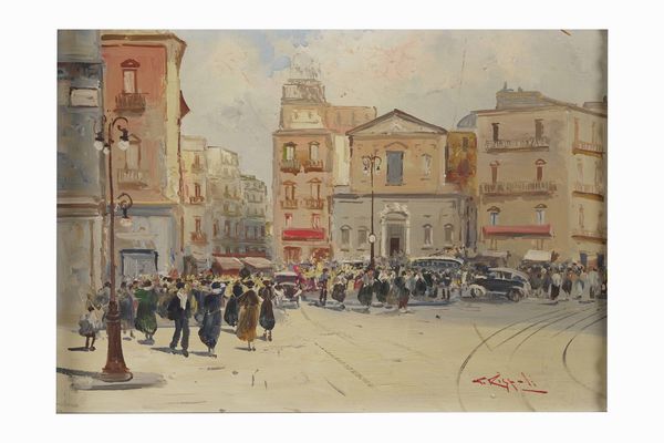 Giuseppe Rispoli : Scene di mercato  - Asta Dipinti del XIX-XX secolo - Associazione Nazionale - Case d'Asta italiane