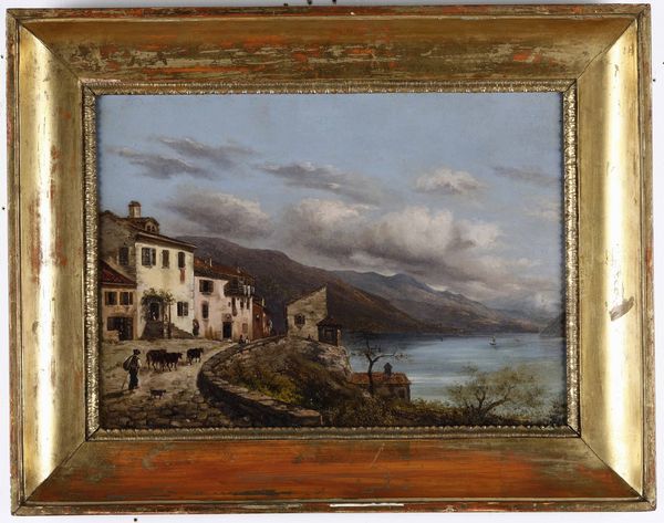 Pittore del XIX secolo Paesaggio con lago e pastore  - Asta Dipinti del XIX-XX secolo - Associazione Nazionale - Case d'Asta italiane