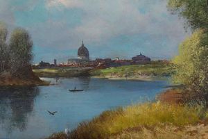 Henry Markò : Paesaggio con veduta di Roma  - Asta Dipinti del XIX-XX secolo - Associazione Nazionale - Case d'Asta italiane