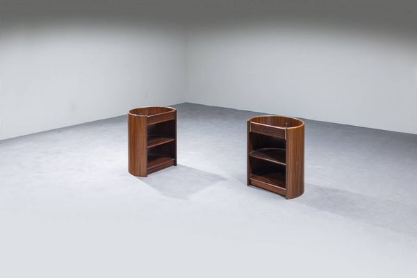 AFRA E TOBIA SCARPA : Coppia di comodini serie Artona  - Asta Design - Associazione Nazionale - Case d'Asta italiane