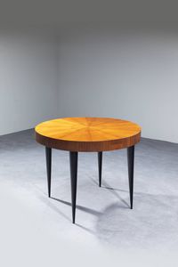 GIO PONTI Milano 1891 - 1979 : Tavolo con piano in legno bordo grissinato  cassetti a scomparsa  gambe coniche in legno laccato nero. Anni '50 cm 78x105 Corredato dell'Expertise del Gio Ponti Archives  - Asta Design - Associazione Nazionale - Case d'Asta italiane