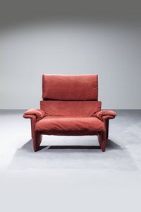 GIOVANNI OFFREDI : Poltrona con struttura in metallo e rivestita in tessuto. Prod. Saporiti anni '70 cm 86 5x105x80  - Asta Design - Associazione Nazionale - Case d'Asta italiane