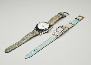 WINTEX : Due orologi in metallo cromato e dorato con cinturini in ecopelle  - Asta Asta 402 | GIOIELLI - OROLOGI Online - Associazione Nazionale - Case d'Asta italiane