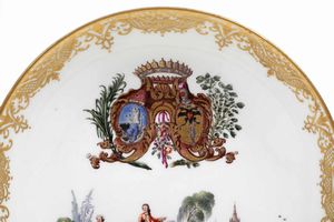 Coppia di piattini con stemma Pisani-Gambara e una coppia di tazzine<BR>Meissen, 1750-1755 circa<BR>  - Asta Porcellane venete ed europee di un'importante Famiglia veneziana - Associazione Nazionale - Case d'Asta italiane