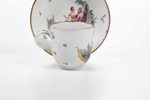 Tazza con piattino<BR>Germania, Manifattura di Frankenthal, 1762-1770 circa  - Asta Porcellane venete ed europee di un'importante Famiglia veneziana - Associazione Nazionale - Case d'Asta italiane