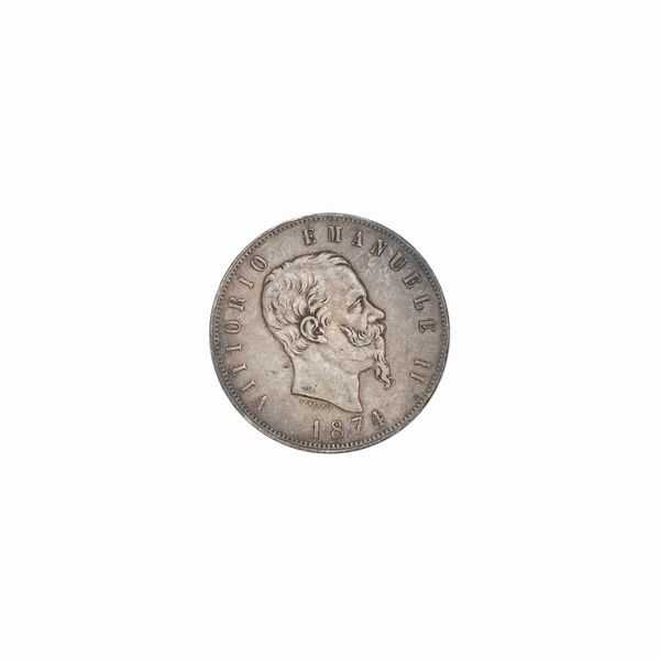 5 Lire Vittorio Emanuele II Regno d'Italia 1861-1878  - Asta Asta a Tempo - Dipinti Stampe Monete e Gioielli Web Only - Associazione Nazionale - Case d'Asta italiane