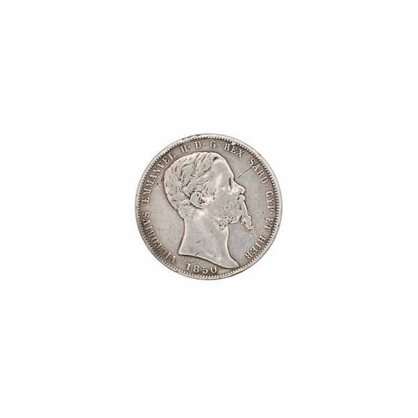 5 Lire Vittorio Emanuele II  1849-1861, zecca di Genova  - Asta Asta a Tempo - Dipinti Stampe Monete e Gioielli Web Only - Associazione Nazionale - Case d'Asta italiane