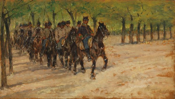 Giovanni Fattori : Cavalleria in marcia  - Asta Importanti Dipinti e Arredi Antichi - Associazione Nazionale - Case d'Asta italiane