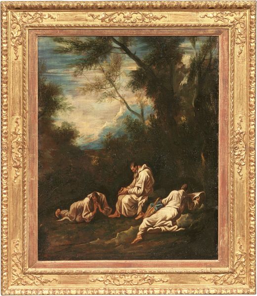 Antonio Francesco Peruzzini (attr. a) : Paesaggio con tre monaci  - Asta Dipinti e Sculture del XIX e XX secolo - Associazione Nazionale - Case d'Asta italiane