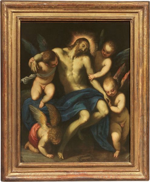 Jacopo Negretti, detto Palma il Giovane (attr. a) : Deposizione con gli angiolini  - Asta Dipinti e Sculture del XIX e XX secolo - Associazione Nazionale - Case d'Asta italiane