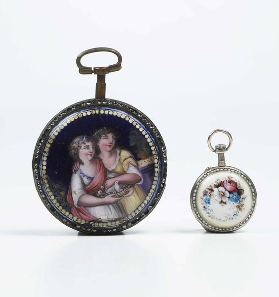 Orologio da tasca con cassa in ottone e smalto, scappamento a verga, Svizzera 1790 ca.  - Asta Dimore italiane - Associazione Nazionale - Case d'Asta italiane