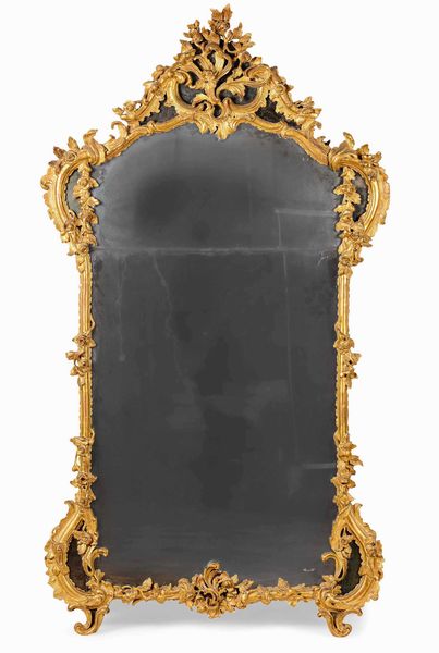 Specchiera in legno intagliato e dorato, Genova XVIII-XIX secolo  - Asta Dimore italiane - Associazione Nazionale - Case d'Asta italiane