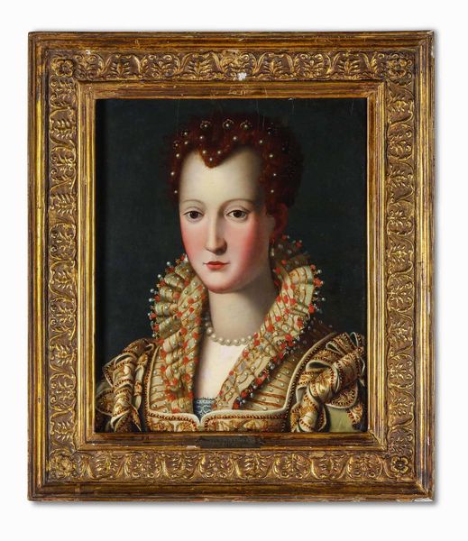 Alessandro Allori, Ambito di : Ritratto di Leonora Alvarez de Toledo detta Dianora  - Asta Dimore italiane - Associazione Nazionale - Case d'Asta italiane