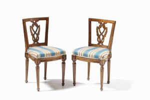 Sei sedie in legno intagliato. Fine XVIII secolo  - Asta Dimore italiane - Associazione Nazionale - Case d'Asta italiane