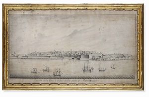 Scuola del XVIII secolo Quattro vedute di La Valletta dal mare  - Asta Dimore italiane - Associazione Nazionale - Case d'Asta italiane