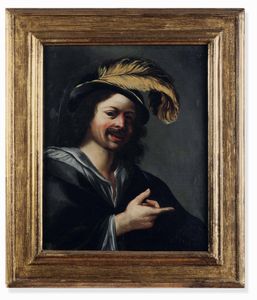 Scuola caravaggesca del XVII secolo Ritratto di uomo con cappello  - Asta Dimore italiane - Associazione Nazionale - Case d'Asta italiane