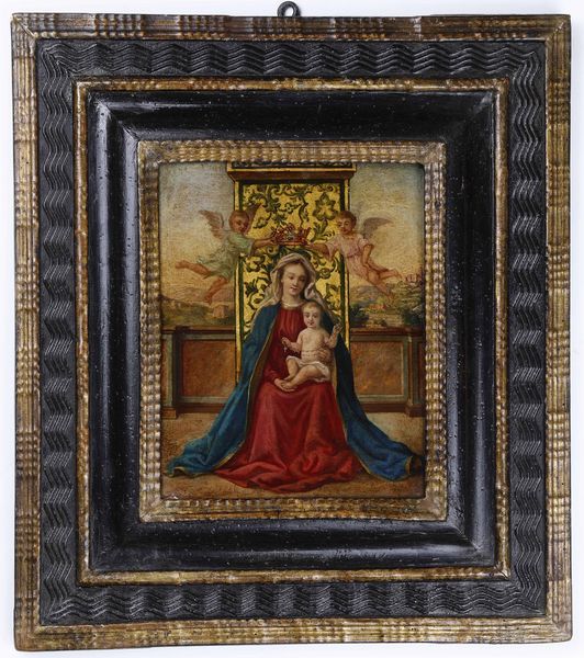 Nei modi della pittura del XVI secolo Madonna in trono con il Bambino e angeli  - Asta Dipinti Antichi - Associazione Nazionale - Case d'Asta italiane