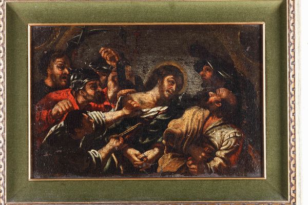 Scuola del XVII secolo La cattura di Cristo  - Asta Dipinti Antichi - Associazione Nazionale - Case d'Asta italiane