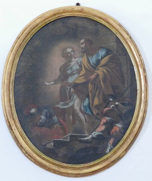Scuola del XVII secolo Liberazione di San Pietro  - Asta Dipinti Antichi - Associazione Nazionale - Case d'Asta italiane