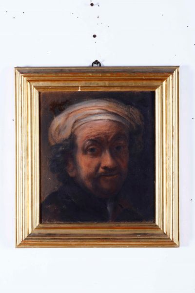 Rembrandt Harmenszonn van Rijn, copia da : Autoritratto  - Asta Dipinti Antichi - Associazione Nazionale - Case d'Asta italiane