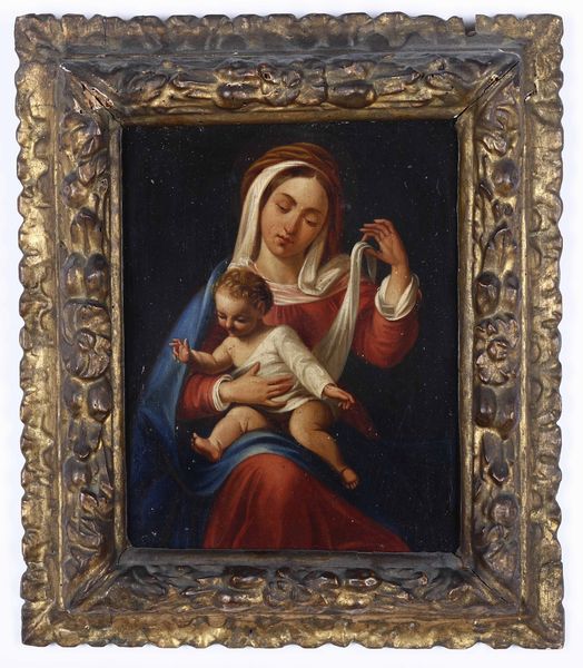 Scuola del XIX secolo Madonna con Bambino  - Asta Dipinti Antichi - Associazione Nazionale - Case d'Asta italiane