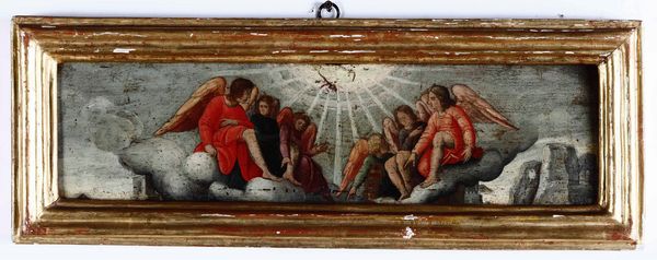 Scuola del XVI secolo Angeli e Spirito Santo  - Asta Dipinti Antichi - Associazione Nazionale - Case d'Asta italiane