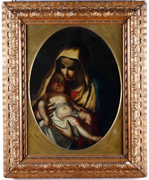 Scuola veneta del XVIII secolo Madonna con Bambino  - Asta Dipinti Antichi - Associazione Nazionale - Case d'Asta italiane