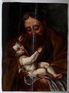 Scuola del XVIII secolo San Giuseppe con il Bambino  - Asta Dipinti Antichi - Associazione Nazionale - Case d'Asta italiane