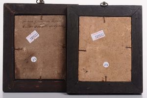 Coppia di ritratti su pergamena raffiguranti volti di vecchi canuti, Italia XVIII secolo  - Asta Dipinti Antichi - Associazione Nazionale - Case d'Asta italiane