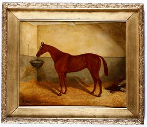John Frederick Herring Senior - John Frederick Herring Jr. (1820-1907) Cavallo nel box, Biddy, vincitore della coppa Cottenham 1903