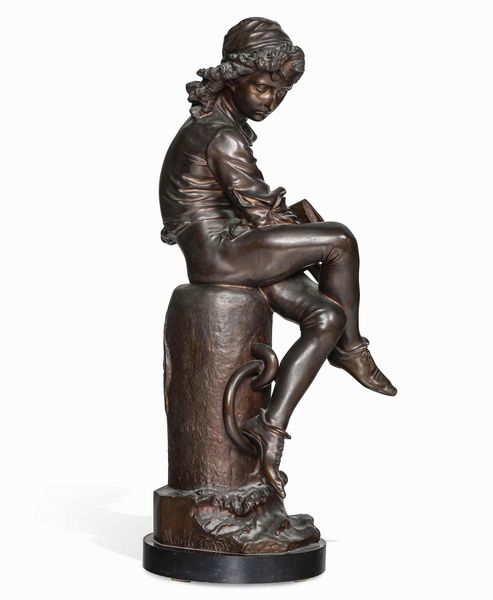 Colombo Giovinetto. Bronzo. Giulio Monteverde (Bologna 1837 - Roma 1917)  - Asta Scultura del XIX e XX secolo - Associazione Nazionale - Case d'Asta italiane