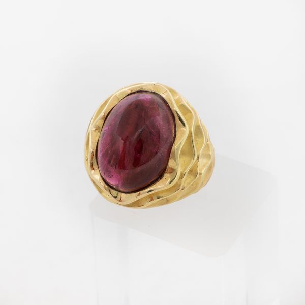 Anello a fascia in oro giallo e tormalina  - Asta Gioielli e Orologi - Associazione Nazionale - Case d'Asta italiane