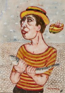 MIGNECO GIUSEPPE (1908 - 1997) : Pescatore.  - Asta Asta 403 | ARTE MODERNA E CONTEMPORANEA Online - Associazione Nazionale - Case d'Asta italiane